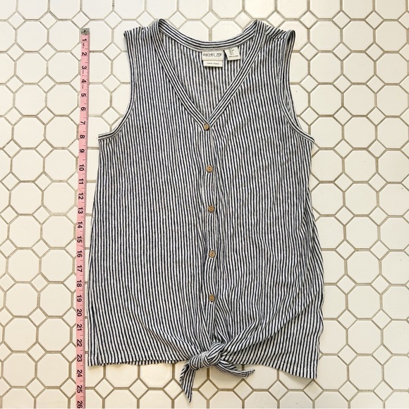 Rachel Zoe Women's Linen Blue & White Striped Sleeveless Top (Size Small) - Picture 3 of 5